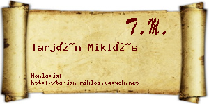 Tarján Miklós névjegykártya