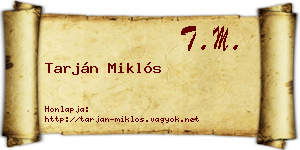 Tarján Miklós névjegykártya
